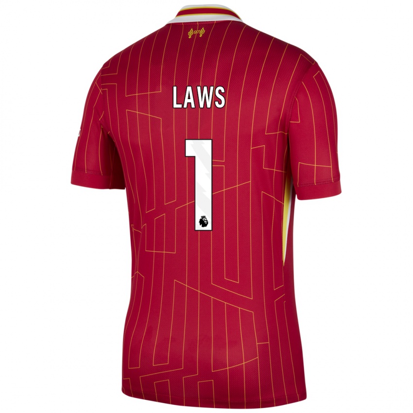 Kinderen Rachael Laws #1 Rood Geel Wit Thuisshirt Thuistenue 2024/25 T-Shirt