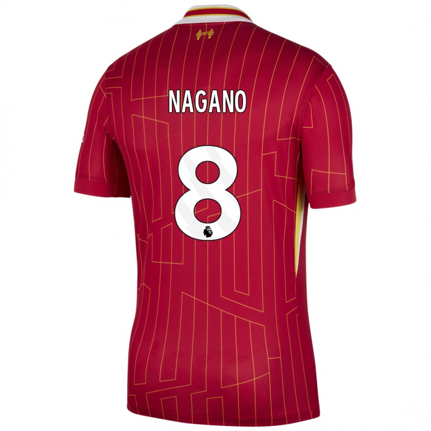 Kinderen Fūka Nagano #8 Rood Geel Wit Thuisshirt Thuistenue 2024/25 T-Shirt