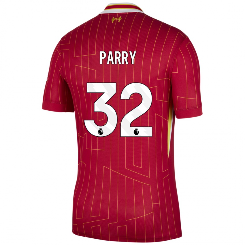 Kinderen Lucy Parry #32 Rood Geel Wit Thuisshirt Thuistenue 2024/25 T-Shirt