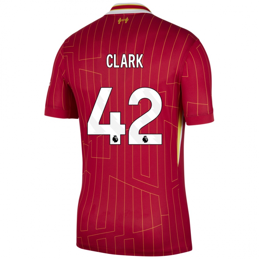 Kinderen Bobby Clark #42 Rood Geel Wit Thuisshirt Thuistenue 2024/25 T-Shirt