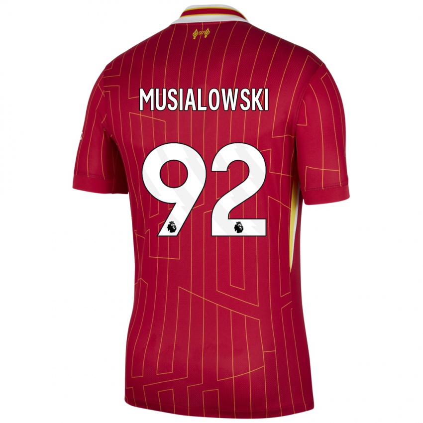 Kinderen Mateusz Musialowski #92 Rood Geel Wit Thuisshirt Thuistenue 2024/25 T-Shirt