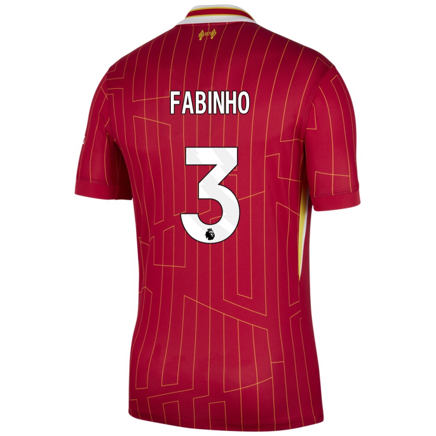 Kinderen Fabinho #3 Rood Geel Wit Thuisshirt Thuistenue 2024/25 T-Shirt