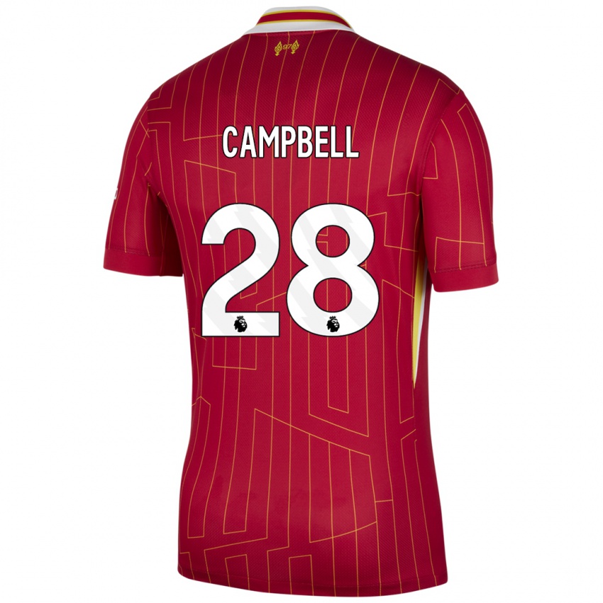 Kinderen Megan Campbell #28 Rood Geel Wit Thuisshirt Thuistenue 2024/25 T-Shirt