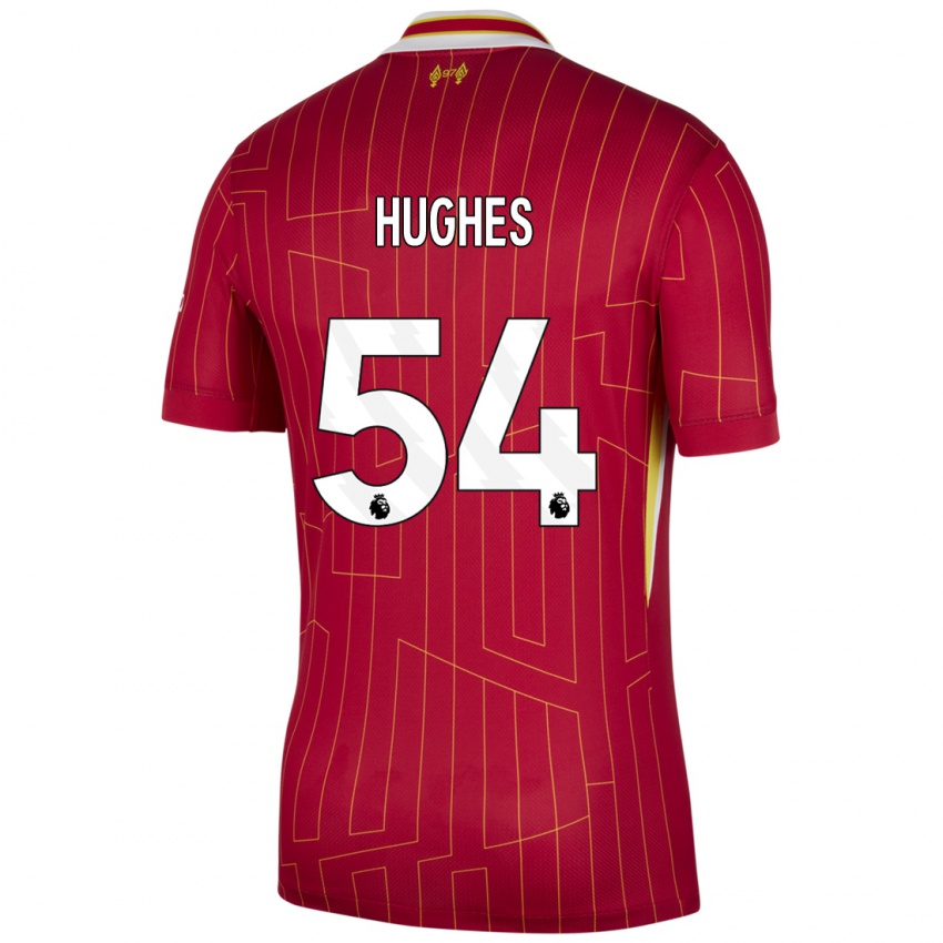 Kinderen Liam Hughes #54 Rood Geel Wit Thuisshirt Thuistenue 2024/25 T-Shirt