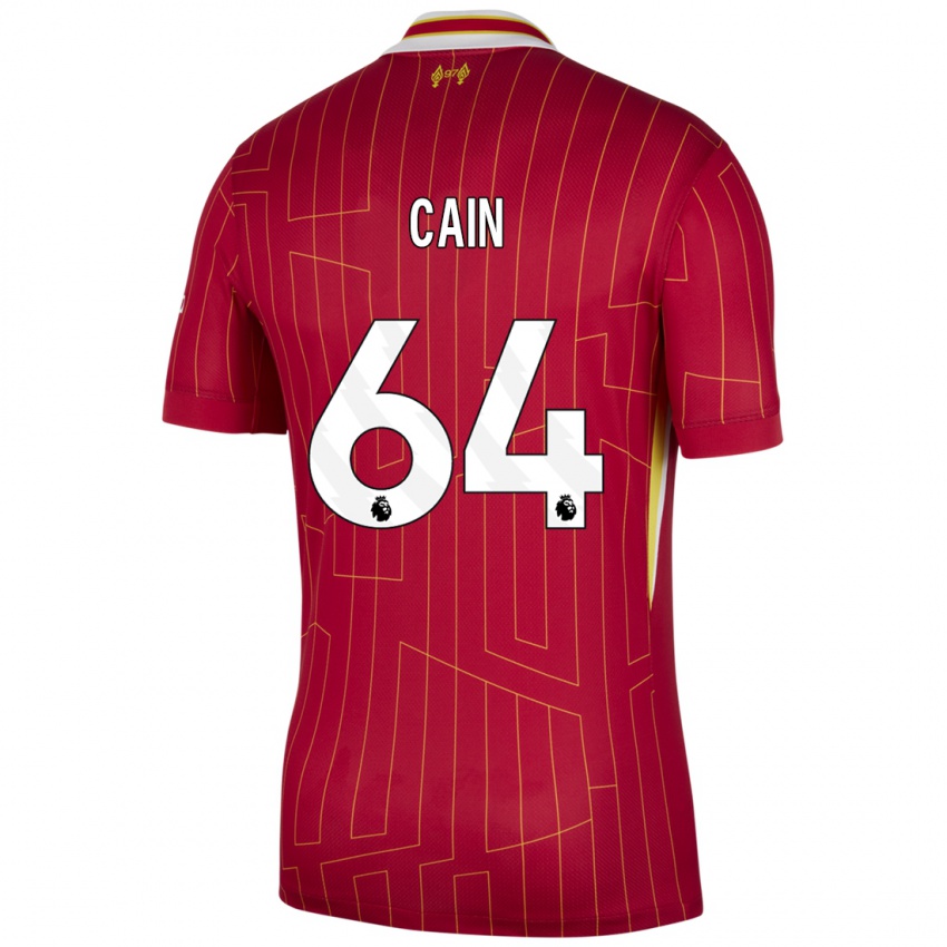 Kinderen Jake Cain #64 Rood Geel Wit Thuisshirt Thuistenue 2024/25 T-Shirt