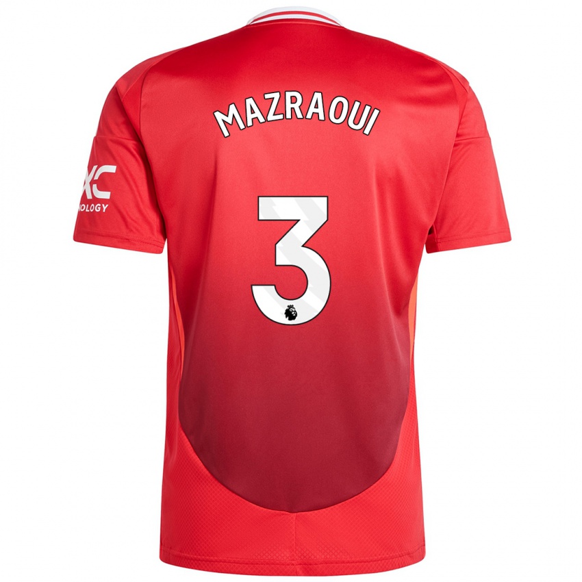 Kinderen Noussair Mazraoui #3 Felrood Thuisshirt Thuistenue 2024/25 T-Shirt