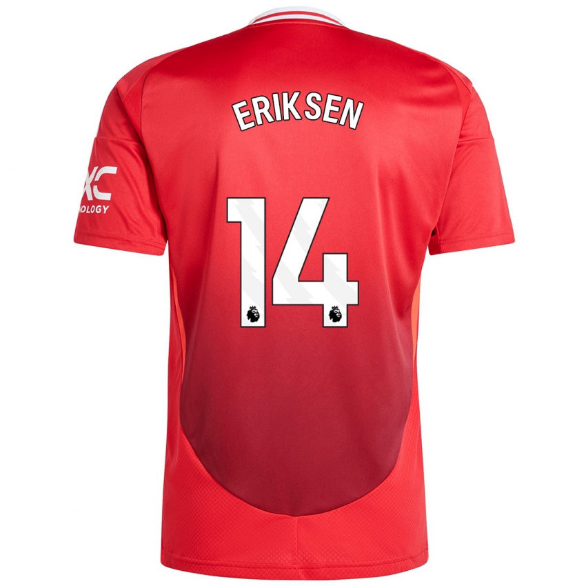 Kinderen Christian Eriksen #14 Felrood Thuisshirt Thuistenue 2024/25 T-Shirt