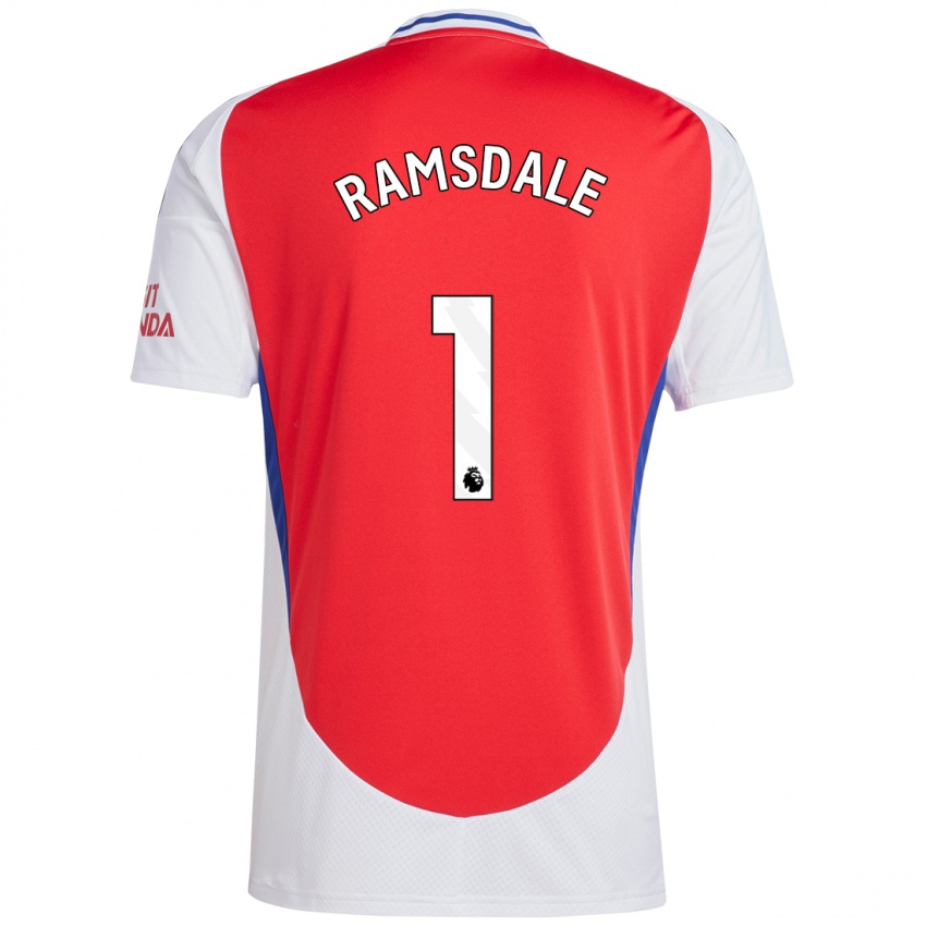 Kinderen Aaron Ramsdale #1 Rood Wit Thuisshirt Thuistenue 2024/25 T-Shirt