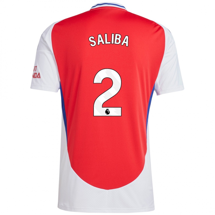 Kinderen William Saliba #2 Rood Wit Thuisshirt Thuistenue 2024/25 T-Shirt