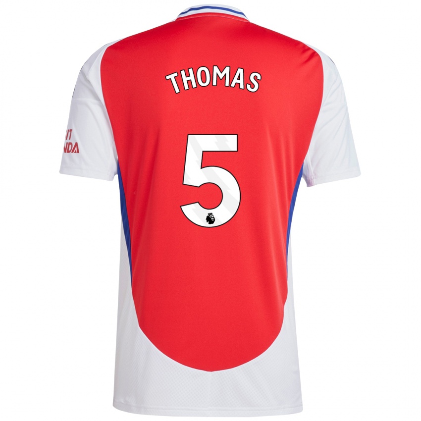 Kinderen Thomas Partey #5 Rood Wit Thuisshirt Thuistenue 2024/25 T-Shirt