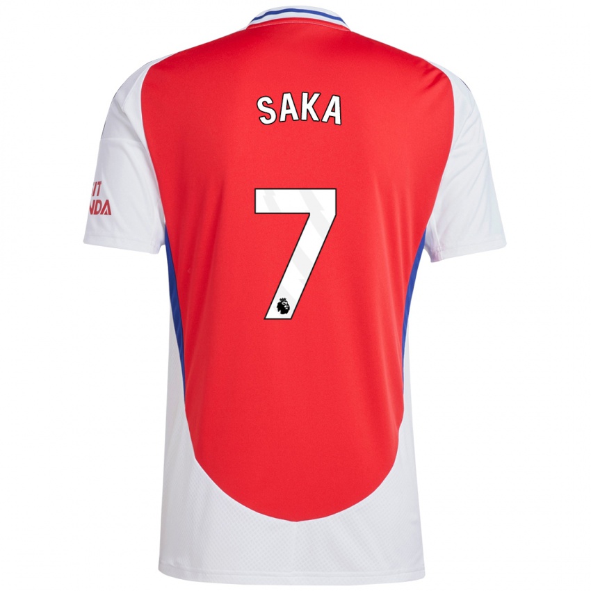 Kinderen Bukayo Saka #7 Rood Wit Thuisshirt Thuistenue 2024/25 T-Shirt