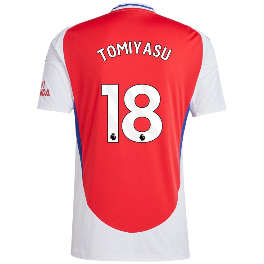 Kinderen Takehiro Tomiyasu #18 Rood Wit Thuisshirt Thuistenue 2024/25 T-Shirt