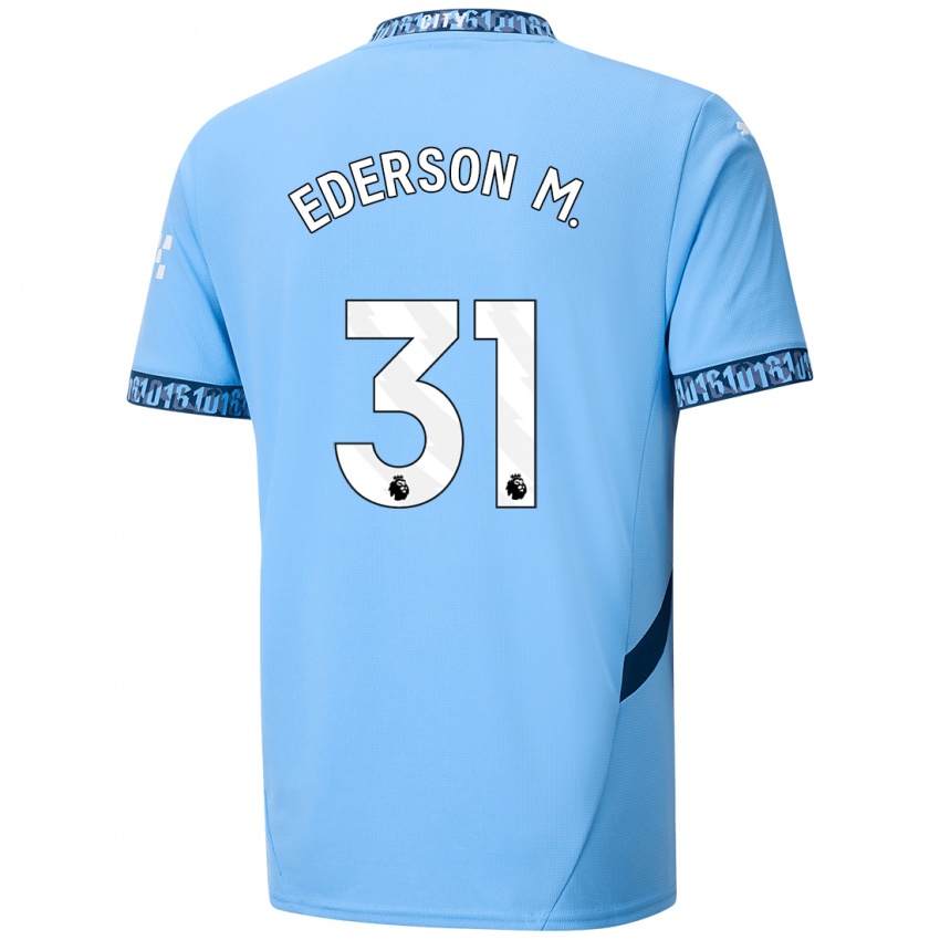 Kinderen Ederson Moraes #31 Marineblauw Thuisshirt Thuistenue 2024/25 T-Shirt