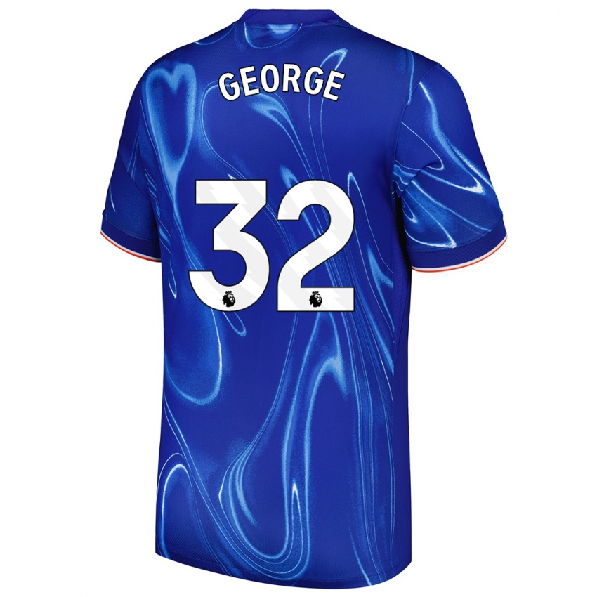 Kinderen Tyrique George #32 Blauw Wit Thuisshirt Thuistenue 2024/25 T-Shirt