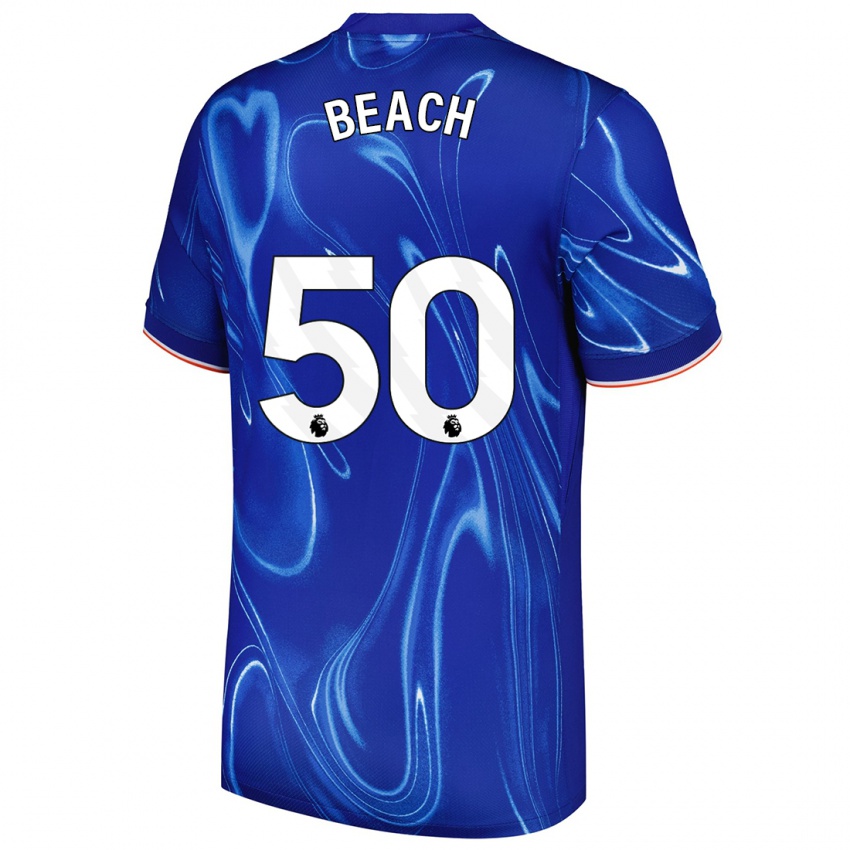 Kinderen Eddie Beach #50 Blauw Wit Thuisshirt Thuistenue 2024/25 T-Shirt