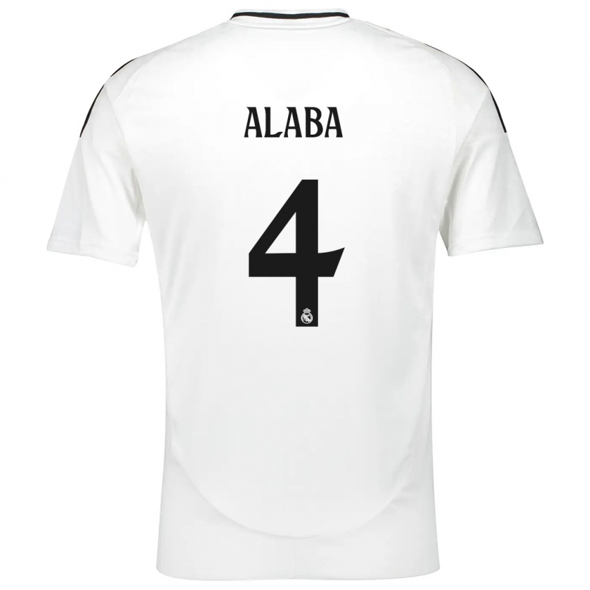 Kinderen David Alaba #4 Wit Thuisshirt Thuistenue 2024/25 T-Shirt