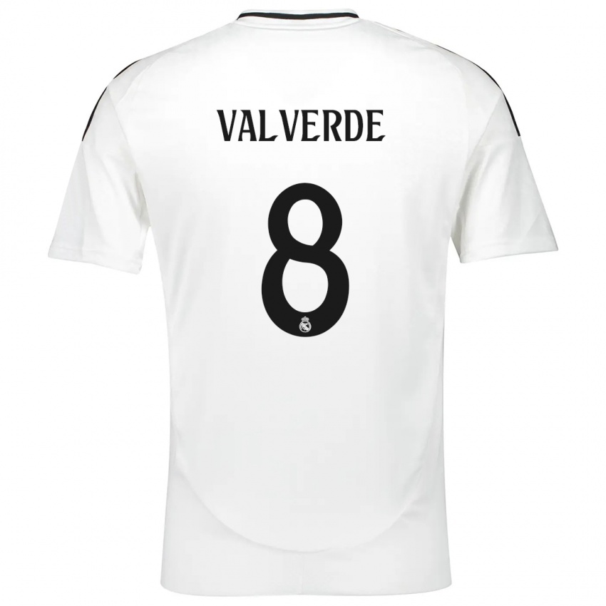 Kinderen Federico Valverde #8 Wit Thuisshirt Thuistenue 2024/25 T-Shirt