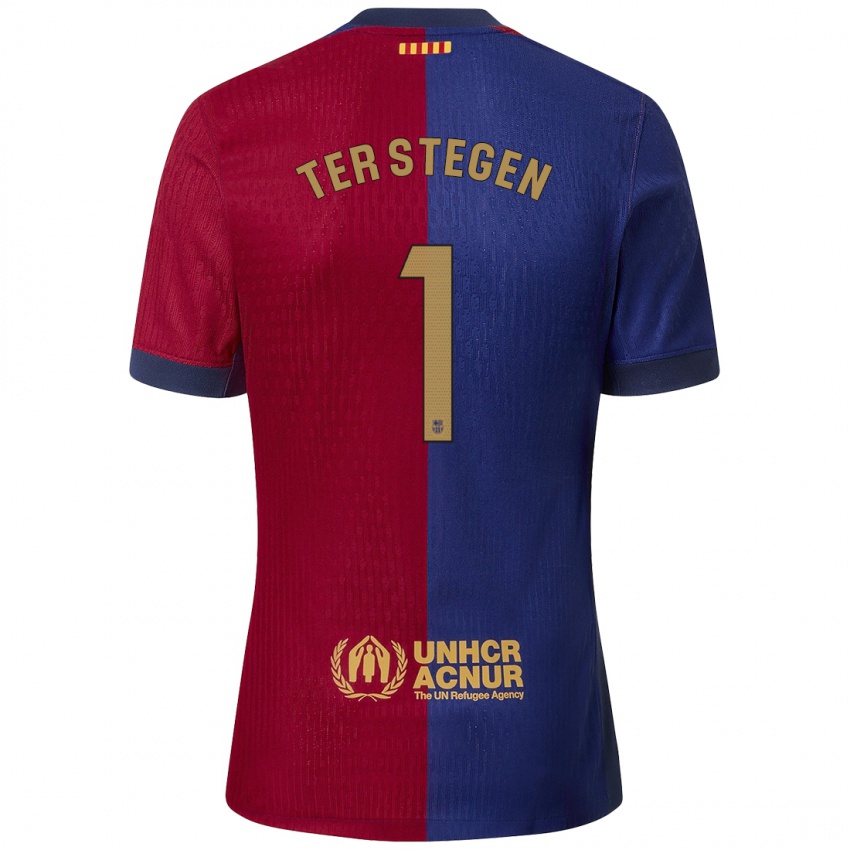 Kinderen Marc-Andre Ter Stegen #1 Blauw Rood Thuisshirt Thuistenue 2024/25 T-Shirt