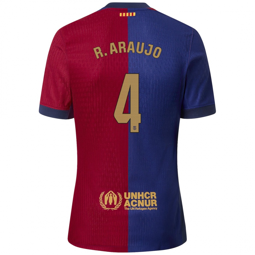 Kinderen Ronald Araujo #4 Blauw Rood Thuisshirt Thuistenue 2024/25 T-Shirt