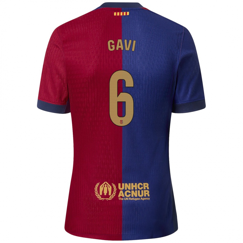 Kinderen Gavi #6 Blauw Rood Thuisshirt Thuistenue 2024/25 T-Shirt