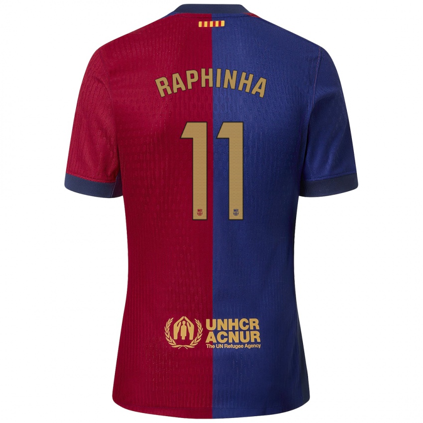 Kinderen Raphinha #11 Blauw Rood Thuisshirt Thuistenue 2024/25 T-Shirt