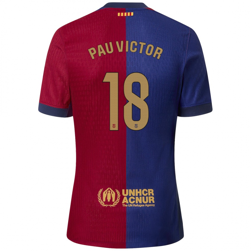 Kinderen Pau Víctor #18 Blauw Rood Thuisshirt Thuistenue 2024/25 T-Shirt