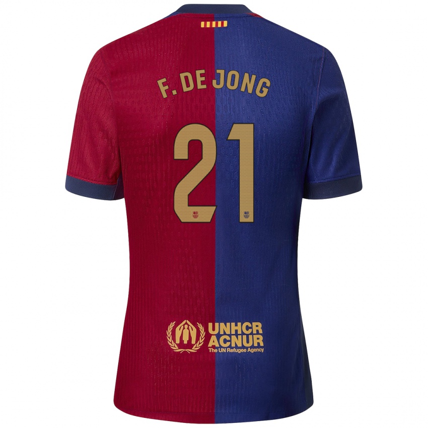 Kinderen Frenkie De Jong #21 Blauw Rood Thuisshirt Thuistenue 2024/25 T-Shirt