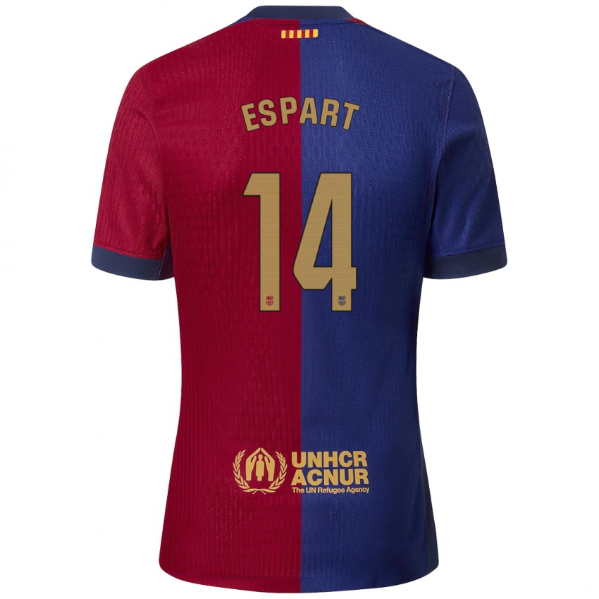 Kinderen Xavi Espart #14 Blauw Rood Thuisshirt Thuistenue 2024/25 T-Shirt