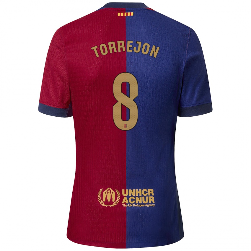 Kinderen Marta Torrejón #8 Blauw Rood Thuisshirt Thuistenue 2024/25 T-Shirt