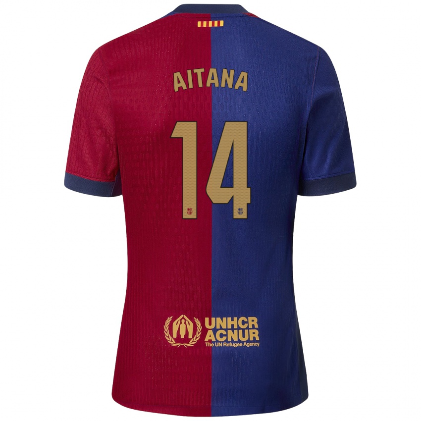 Kinderen Aitana Bonmati #14 Blauw Rood Thuisshirt Thuistenue 2024/25 T-Shirt