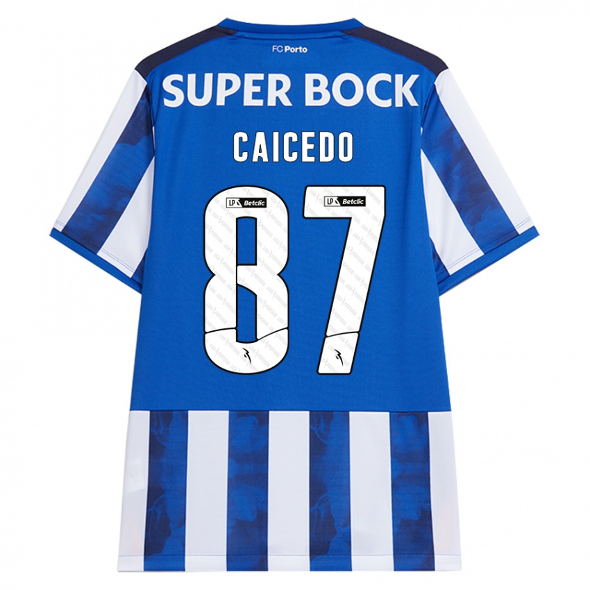 Kinderen Brayan Caicedo #87 Blauw Wit Thuisshirt Thuistenue 2024/25 T-Shirt