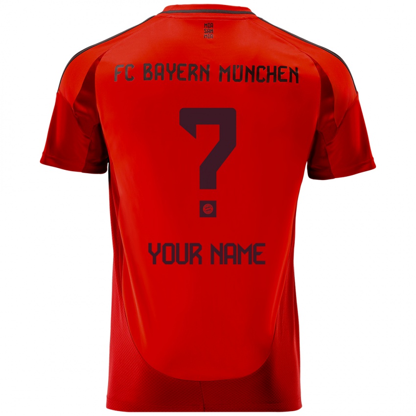 Kinderen Uw Naam #0 Rood Thuisshirt Thuistenue 2024/25 T-Shirt