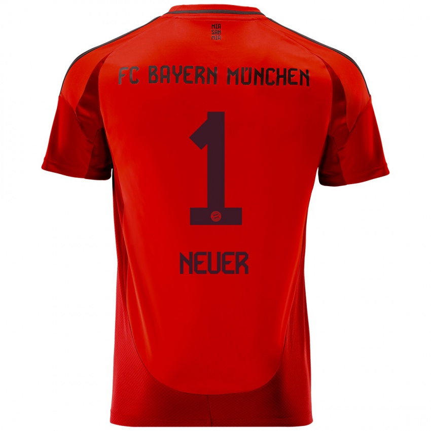 Kinderen Manuel Neuer #1 Rood Thuisshirt Thuistenue 2024/25 T-Shirt