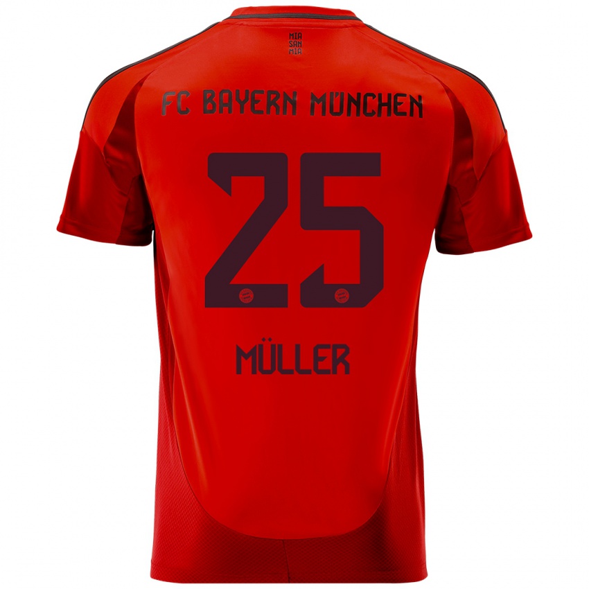 Kinderen Thomas Muller #25 Rood Thuisshirt Thuistenue 2024/25 T-Shirt