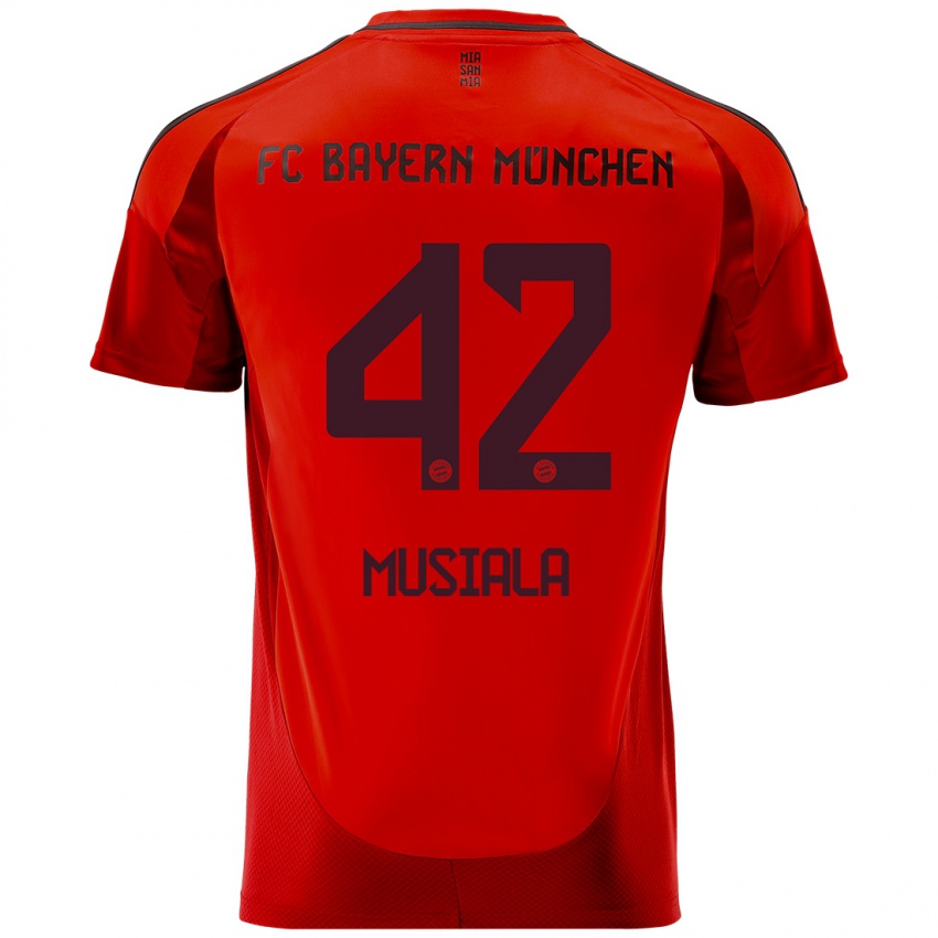 Kinderen Jamal Musiala #42 Rood Thuisshirt Thuistenue 2024/25 T-Shirt