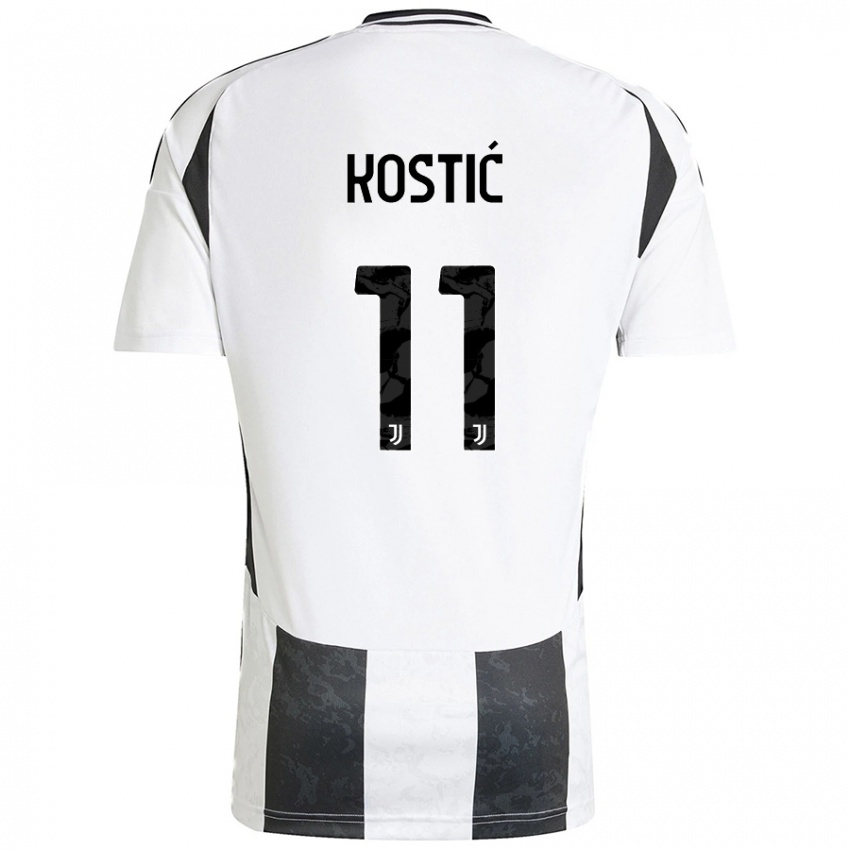 Kinderen Filip Kostic #11 Wit Zwart Thuisshirt Thuistenue 2024/25 T-Shirt