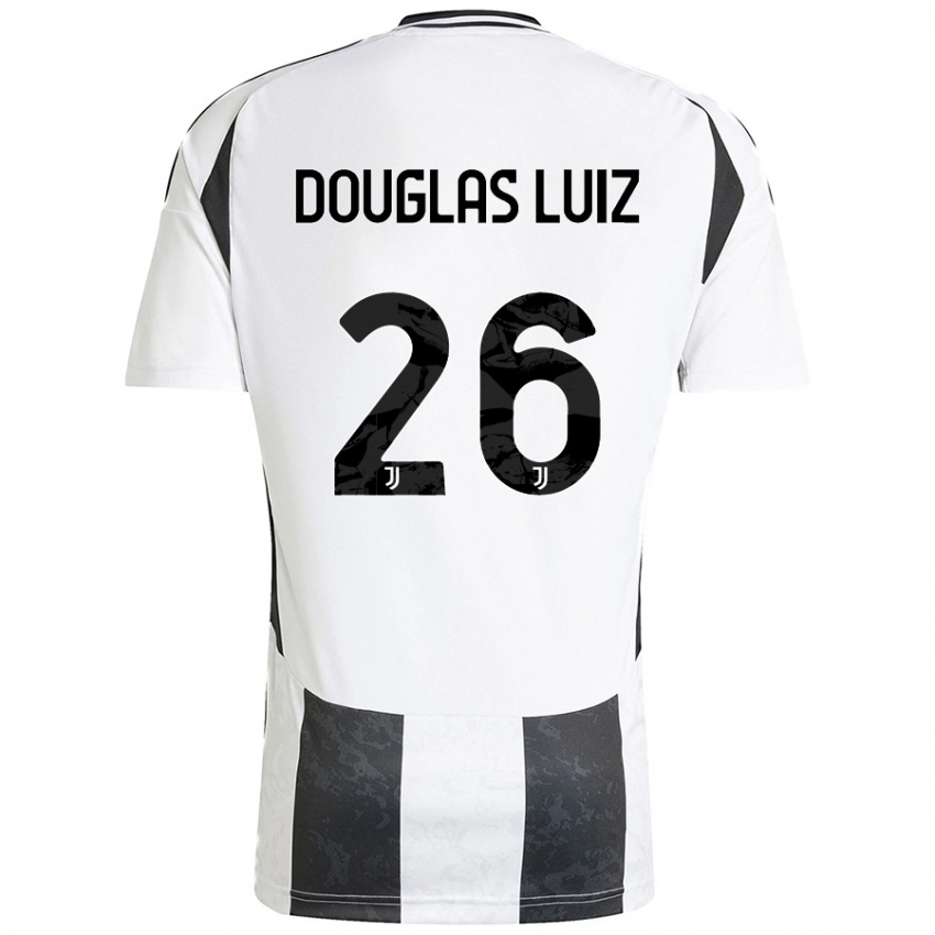 Kinderen Douglas Luiz #26 Wit Zwart Thuisshirt Thuistenue 2024/25 T-Shirt