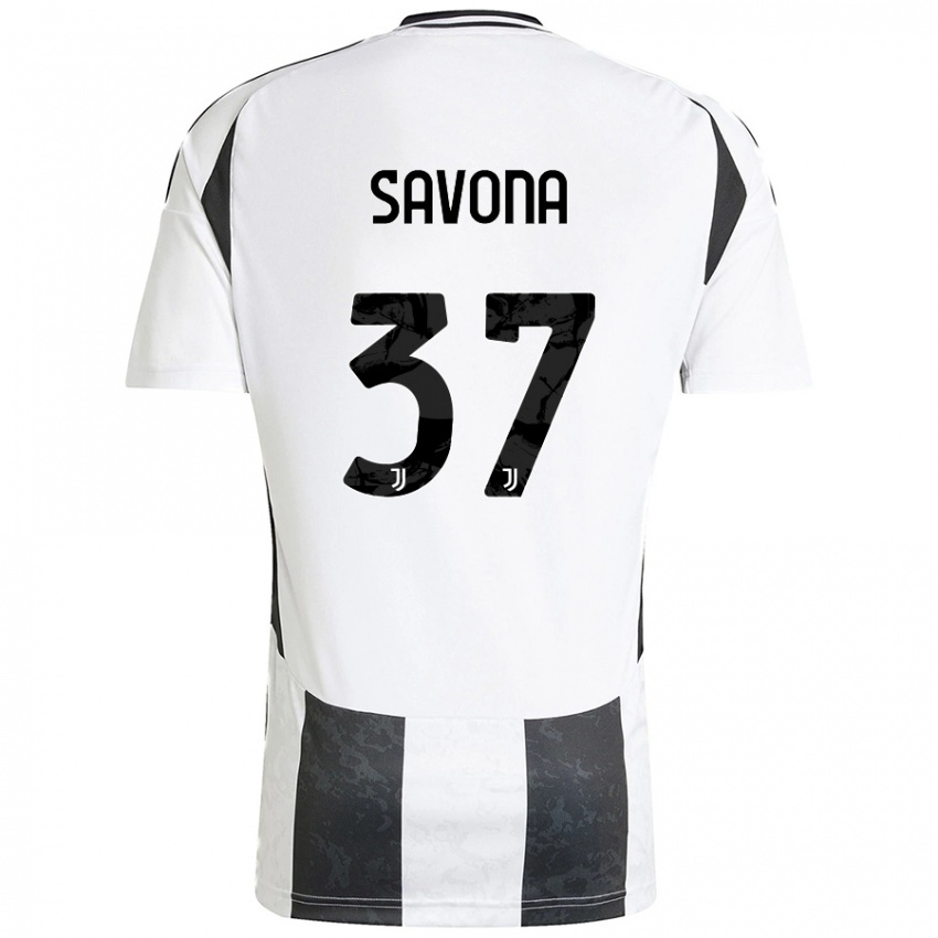 Kinderen Nicolo Savona #37 Wit Zwart Thuisshirt Thuistenue 2024/25 T-Shirt