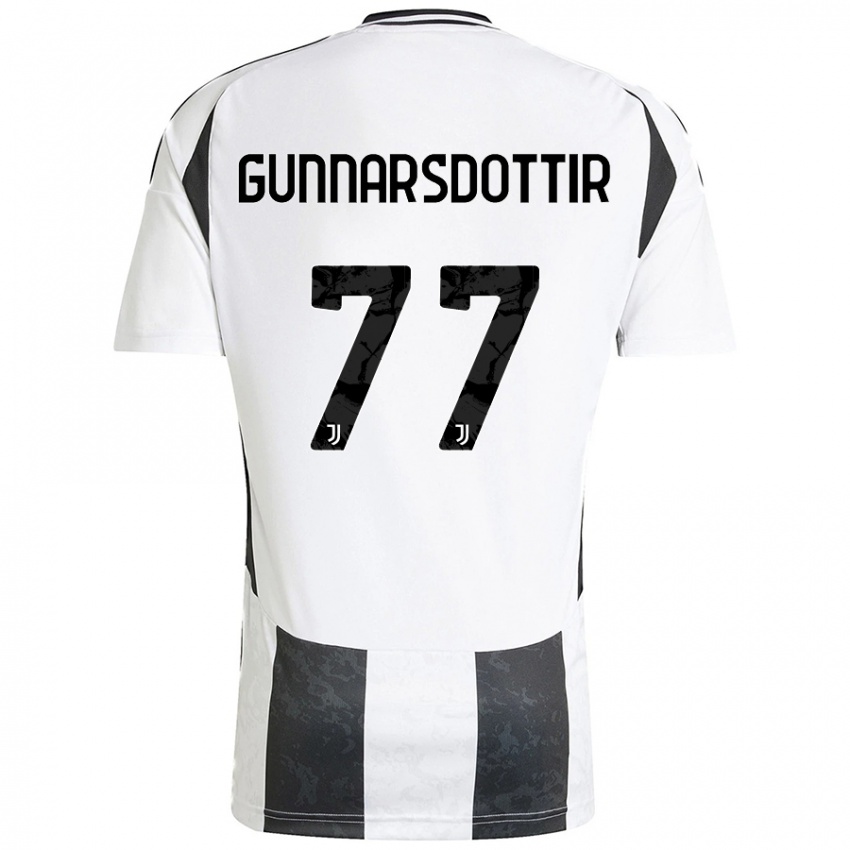 Kinderen Sara Bjork Gunnarsdottir #77 Wit Zwart Thuisshirt Thuistenue 2024/25 T-Shirt