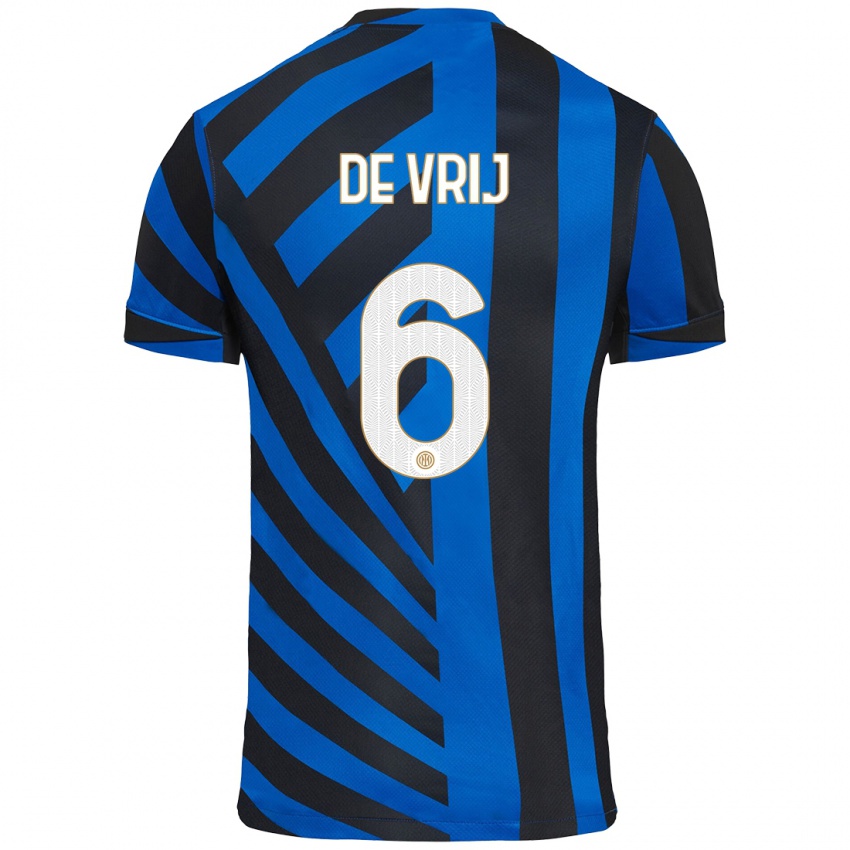 Kinderen Stefan De Vrij #6 Blauw Zwart Thuisshirt Thuistenue 2024/25 T-Shirt