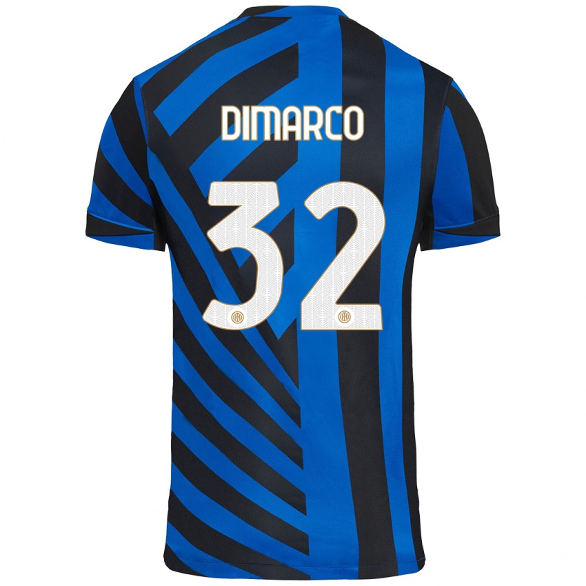 Kinderen Federico Dimarco #32 Blauw Zwart Thuisshirt Thuistenue 2024/25 T-Shirt