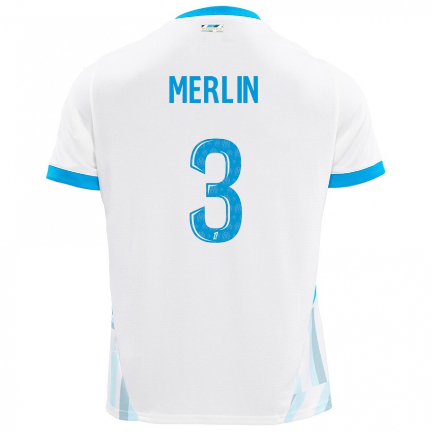 Kinderen Quentin Merlin #3 Wit Hemelsblauw Thuisshirt Thuistenue 2024/25 T-Shirt