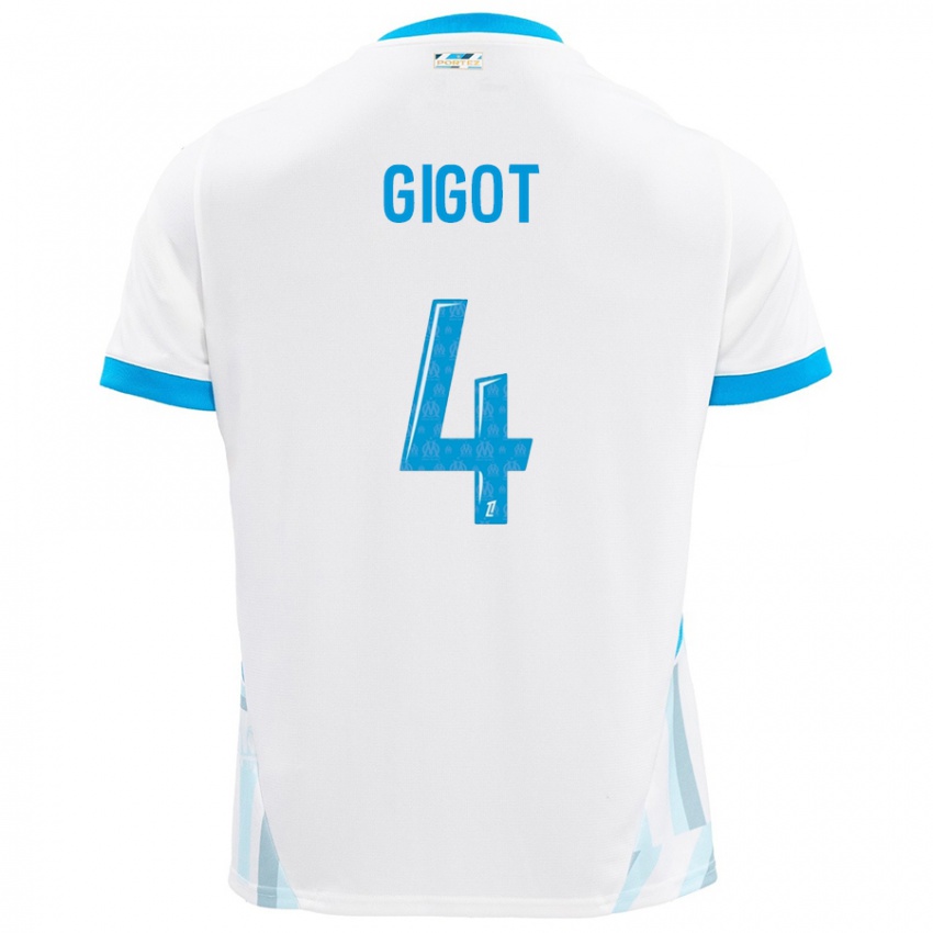 Kinderen Samuel Gigot #4 Wit Hemelsblauw Thuisshirt Thuistenue 2024/25 T-Shirt