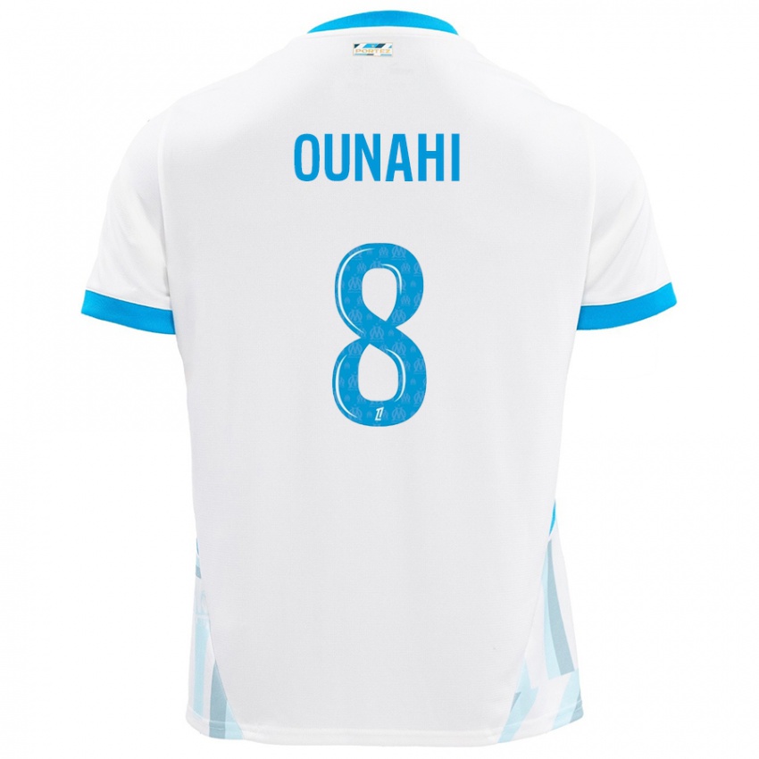 Kinderen Azzedine Ounahi #8 Wit Hemelsblauw Thuisshirt Thuistenue 2024/25 T-Shirt