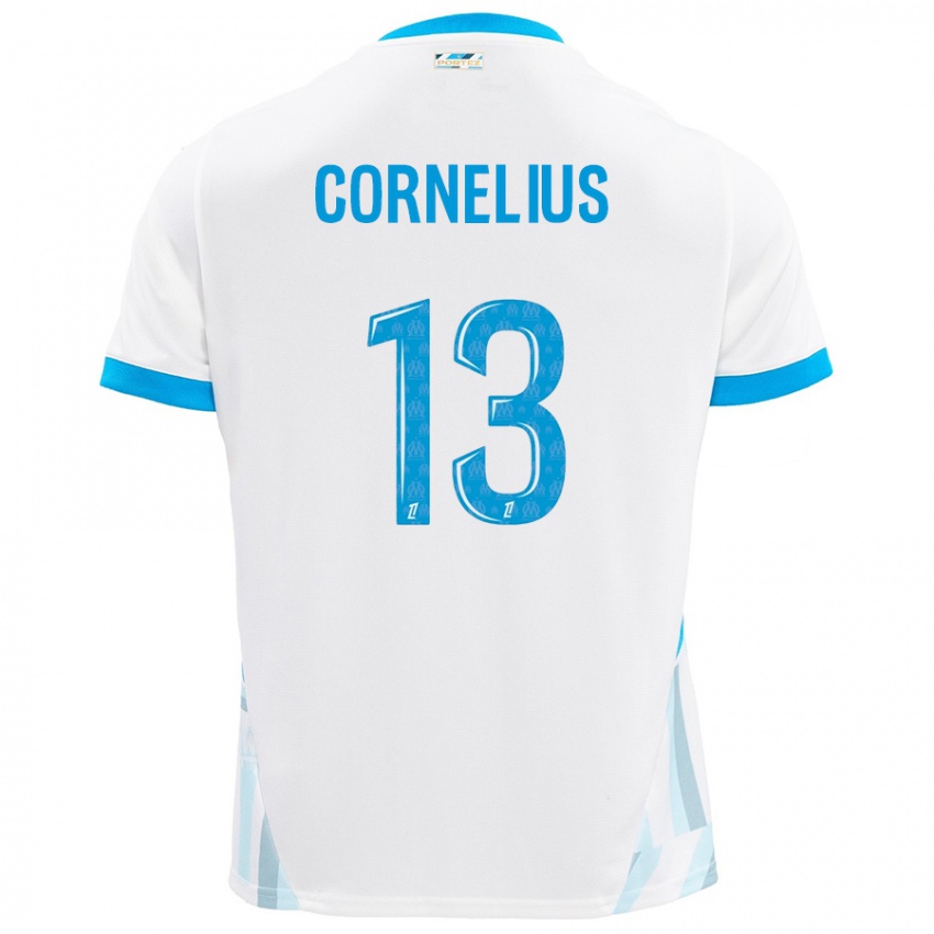 Kinderen Derek Cornelius #13 Wit Hemelsblauw Thuisshirt Thuistenue 2024/25 T-Shirt