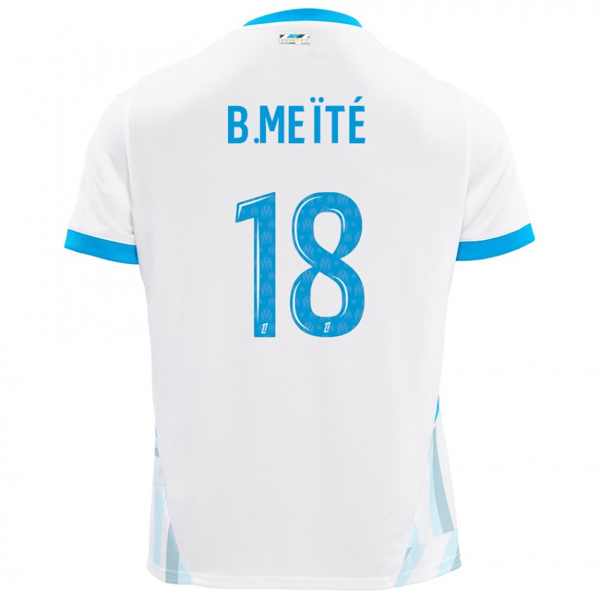 Kinderen Bamo Meïté #18 Wit Hemelsblauw Thuisshirt Thuistenue 2024/25 T-Shirt