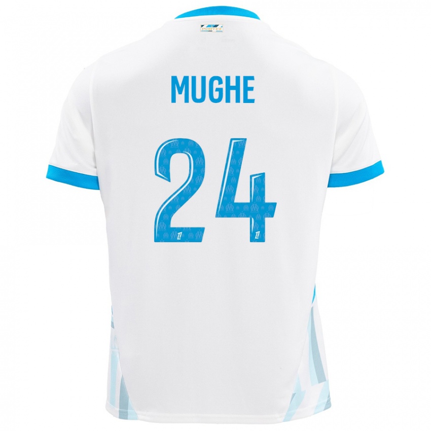 Kinderen François Mughe #24 Wit Hemelsblauw Thuisshirt Thuistenue 2024/25 T-Shirt