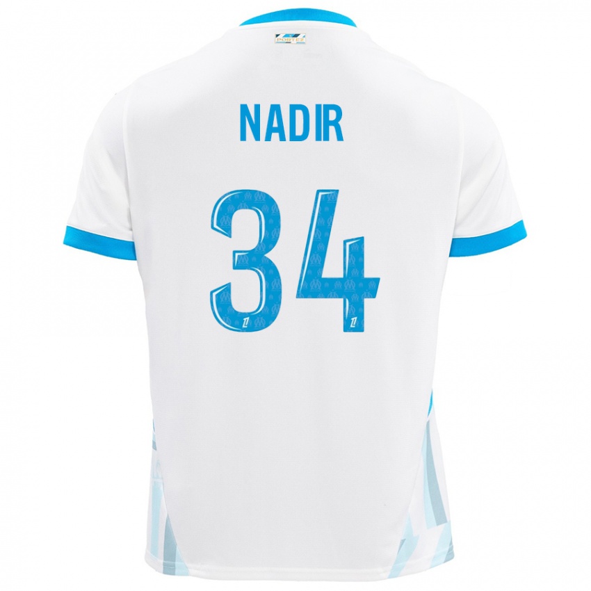 Kinderen Bilal Nadir #34 Wit Hemelsblauw Thuisshirt Thuistenue 2024/25 T-Shirt