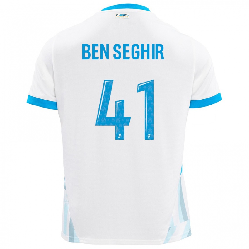 Kinderen Salim Ben Seghir #41 Wit Hemelsblauw Thuisshirt Thuistenue 2024/25 T-Shirt