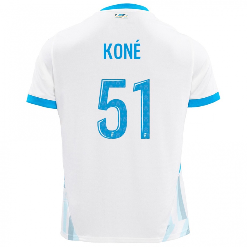 Kinderen Ismaël Koné #51 Wit Hemelsblauw Thuisshirt Thuistenue 2024/25 T-Shirt